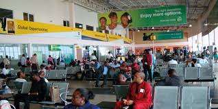 Passengers waiting for flights at Lagos airport