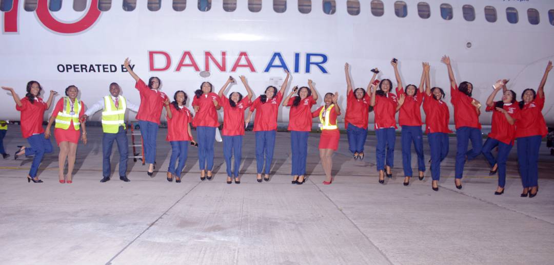 Dana Air Flight Crew with AKCAROLFEST HOSTESSES AT THE CEREMONY ANNOUNCING DANA AIR AS THE OFFICIAL CARRIER OF THE CAROLS FESTIVAL IN UYO