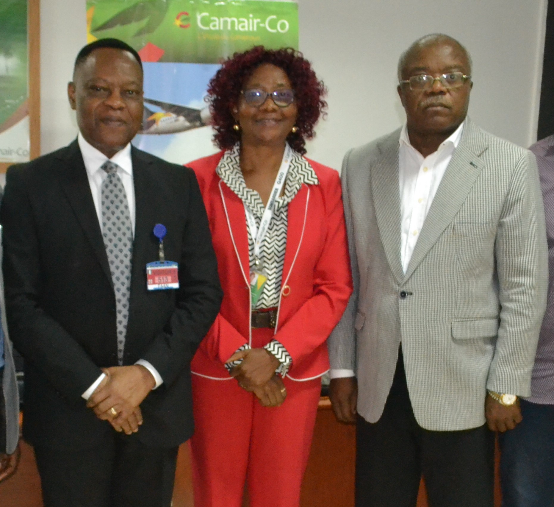 L-R: Chike Theo Ohigu, General Manager, APG Nigeria; Madam Agnes Ndikum, Country Manager, Camair-Co; Dr Paul Ekorong A. Dong, Consul General of Cameroon to Nigeria at Launch of Camair-Co flight in Lagos.