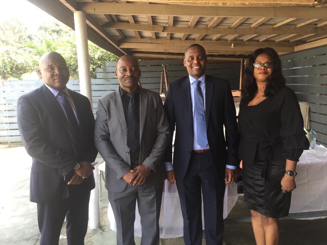 L-R: Chief Finance Officer (CFO), Aero Contractors, Taofeek Sanni, Head of Aviation Training Organisation (ATO), Rex Okunor, Chief Operating Officer (CEO), Aero Contractors, Captain Ado Sanusi and Editor, Mama J Blog, Joy Ogbebor, at the launching of Aero Training School in Lagos.