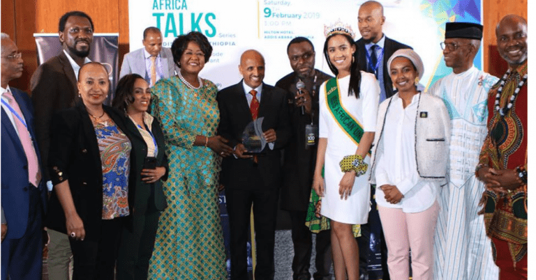 Celebrating the award by Ethiopia Airlines officials