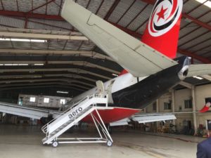 Max Air B737 under maintenance at the Aero hangar