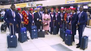 Air Peace crew getting ready for Lagos - Dubai vis Sharja flight